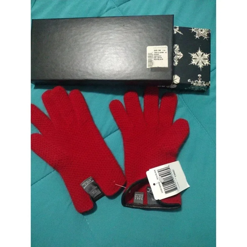 Saks Fifth Avenue 100% Cashmere Gloves Size L